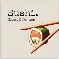 PosterMonkey Poster 50x50 cm - Sushi - Zalm - Rijst - Japans - Posters - Kamer decoratie - Wanddecoratie woonkamer - Muurdecoratie slaapkamer