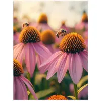 PosterMonkey Poster 90x120 cm - Bloemen - Paars - Bijen - Posters - Kamer decoratie - Wanddecoratie woonkamer - Muurdecoratie slaapkamer