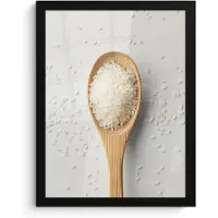 PosterMonkey Poster in lijst - Fotolijst 30x40 cm - Posters - Hout - Lepel - Rijst - Posterlijst zwart - Decoratie - Wanddecoratie woonkamer - Muurdecoratie slaapkamer
