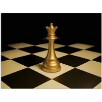 PosterMonkey Poster 40x30 cm - Koningin - Schaakstuk - Geblokt - Goud - Posters - Kamer decoratie - Wanddecoratie woonkamer - Muurdecoratie slaapkamer