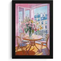 PosterMonkey Poster in lijst - Fotolijst 20x30 cm - Posters - Pink - City - Bloemen - Posterlijst zwart - Decoratie - Wanddecoratie woonkamer - Muurdecoratie slaapkamer