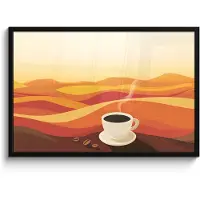PosterMonkey Poster in lijst - Fotolijst 90x60 cm - Posters - Koffie - Landschap - Oranje - Koffiebonen - Posterlijst zwart - Decoratie - Wanddecoratie woonkamer - Muurdecoratie slaapkamer