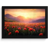PosterMonkey Poster in lijst - Fotolijst 30x20 cm - Posters - Landschap - Zonsondergang - Bloemenveld - Posterlijst zwart - Decoratie - Wanddecoratie woonkamer - Muurdecoratie slaapkamer
