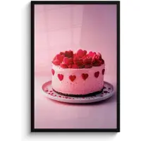 PosterMonkey Poster in lijst - Fotolijst 60x90 cm - Posters - Taart - Hart - Roze - Posterlijst zwart - Decoratie - Wanddecoratie woonkamer - Muurdecoratie slaapkamer
