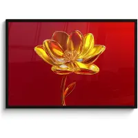 PosterMonkey Poster in lijst - Fotolijst 120x80 cm - Posters - Bloem - Goud - Glazen - Posterlijst zwart - Decoratie - Wanddecoratie woonkamer - Muurdecoratie slaapkamer