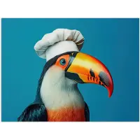 PosterMonkey Poster 160x120 cm - Toekan - Papegaai - Vogel - Koksmuts - Posters - Wanddecoratie keuken - Muurdecoratie woonkamer - Decoratieve accessoires - Kamer muur decoratie