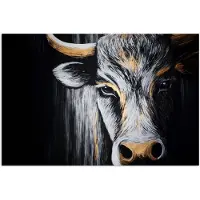 PosterMonkey Poster 90x60 cm - Stier - Hoorns - Snuit - Goud - Posters - Kamer decoratie - Wanddecoratie woonkamer - Muurdecoratie slaapkamer