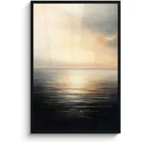 PosterMonkey Poster in lijst - Fotolijst 80x120 cm - Posters - Zon - Horizon - Zee - Posterlijst zwart - Decoratie - Wanddecoratie woonkamer - Muurdecoratie slaapkamer