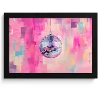 PosterMonkey Poster in lijst - Fotolijst 30x20 cm - Posters - Discobal - Pink - Verf - Posterlijst zwart - Decoratie - Wanddecoratie woonkamer - Muurdecoratie slaapkamer