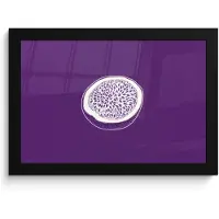 PosterMonkey Poster in lijst - Fotolijst 30x20 cm - Posters - Passievrucht - Zaadjes - Paars - Minimalistisch - Posterlijst zwart - Decoratie - Wanddecoratie woonkamer - Muurdecoratie slaapkamer