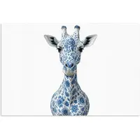 PosterMonkey Poster 120x80 cm - Giraffe - Delfts blauw - Dieren - Minimalistisch - Posters - Kamer decoratie - Wanddecoratie woonkamer - Muurdecoratie slaapkamer