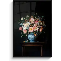 PosterMonkey Poster in lijst - Fotolijst 80x120 cm - Posters - Roze - Bloemen - Vaas - Kleuren - Posterlijst zwart - Decoratie - Wanddecoratie woonkamer - Muurdecoratie slaapkamer