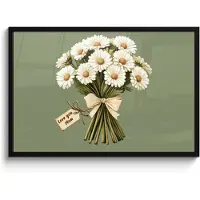 PosterMonkey Poster in lijst - Fotolijst 90x60 cm - Posters - Lint - Boeket - Groen - Quote - Posterlijst zwart - Decoratie - Wanddecoratie woonkamer - Muurdecoratie slaapkamer