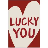 PosterMonkey Poster 20x30 cm - Lucky - Hart - Rood - Posters - Kamer decoratie - Wanddecoratie woonkamer - Muurdecoratie slaapkamer