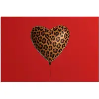 PosterMonkey Poster 120x80 cm - Ballon - Hartvormig - Rood - Panterpatroon - Posters - Kamer decoratie - Wanddecoratie woonkamer - Muurdecoratie slaapkamer