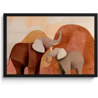 PosterMonkey Poster in lijst - Fotolijst 60x40 cm - Posters - Olifanten - Oranje - Abstract - Posterlijst zwart - Decoratie - Wanddecoratie woonkamer - Muurdecoratie slaapkamer