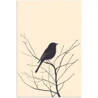 PosterMonkey Poster 60x90 cm - Vogel - Zwart - Tak - Minimalistisch - Posters - Kamer decoratie - Wanddecoratie woonkamer - Muurdecoratie slaapkamer