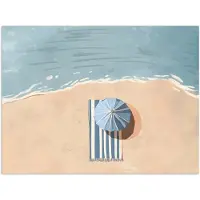 PosterMonkey Poster 80x60 cm - Strandlaken - Strepen - Parasol - Strand - Posters - Kamer decoratie - Wanddecoratie woonkamer - Muurdecoratie slaapkamer
