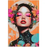 PosterMonkey Poster 80x120 cm - Portret - Vrouw - Abstract - Bloemen - Posters - Kamer decoratie - Wanddecoratie woonkamer - Muurdecoratie slaapkamer