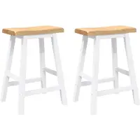 vidaXL Barkrukken, 2 stuks, wit, massief rubberhout