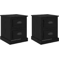 vidaXL Nachtkastje 2 st Zwart Eiken 39 x 39 x 47.5 cm Bewerkt hout