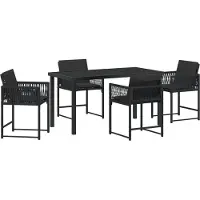 vidaXL Tuin Eettafel Set 5 st Zwart poly rattan