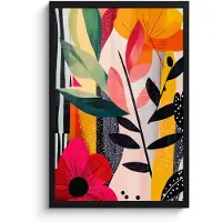 PosterMonkey Poster in lijst - Fotolijst 40x60 cm - Posters - Bloemen - Bladeren - Abstract - Kleurrijk - Posterlijst zwart - Decoratie - Wanddecoratie woonkamer - Muurdecoratie slaapkamer