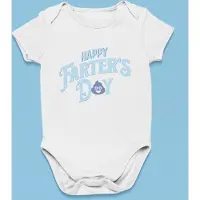 Logostar Vaderdag Cadeau - Romper Happy Farters Day Blauw - Maat 56 - Kleur Wit - 100% Katoen
