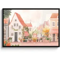 PosterMonkey Poster in lijst - Fotolijst 120x80 cm - Posters - Bloemen - Huizen - Dorp - Posterlijst zwart - Decoratie - Wanddecoratie woonkamer - Muurdecoratie slaapkamer