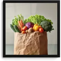 PosterMonkey Poster in lijst - Fotolijst 40x40 cm - Posters - Papieren - Boodschappen - Groente - Kleurrijk - Posterlijst zwart - Decoratie - Wanddecoratie woonkamer - Muurdecoratie slaapkamer