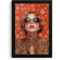 PosterMonkey Poster in lijst - Fotolijst 20x30 cm - Posters - Vrouw - Kleurrijk - Dierenprint - Bloemen - Posterlijst zwart - Decoratie - Wanddecoratie woonkamer - Muurdecoratie slaapkamer