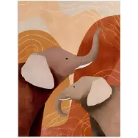 PosterMonkey Poster 90x120 cm - Olifanten - Oranje - Abstract - Posters - Kamer decoratie - Wanddecoratie woonkamer - Muurdecoratie slaapkamer