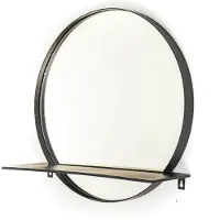 House Vitamin Mirror round metal with shelf black- Ø40cm