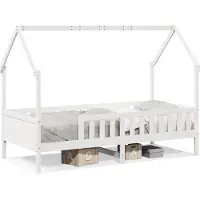 vidaXL Bedhuis wit massief grenenhout 90x200 cm