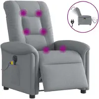 vidaXL Massagestoel elektrisch verstelbaar stof lichtgrijs