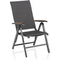 Kettler Diamond multi-position fauteuil aluminium/buitenstof met teakhouten armleuningen