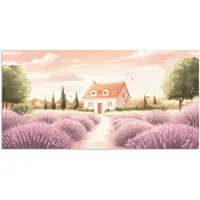 PosterMonkey Poster 80x40 cm - Lavendelveld - Huis - Paars - Posters - Kamer decoratie - Wanddecoratie woonkamer - Muurdecoratie slaapkamer