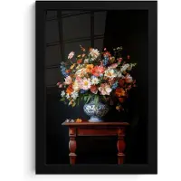 PosterMonkey Poster in lijst - Fotolijst 20x30 cm - Posters - Boeket - Roze - Bloemen - Vaas - Posterlijst zwart - Decoratie - Wanddecoratie woonkamer - Muurdecoratie slaapkamer
