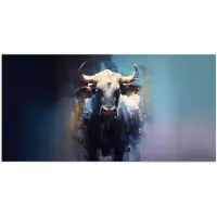PosterMonkey Poster 150x75 cm - Stier - Zwart - Abstract - Horens - Posters - Kamer decoratie - Wanddecoratie woonkamer - Muurdecoratie slaapkamer