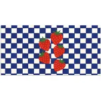 PosterMonkey Poster 120x60 cm - Geblokt - Blauw - Aardbeien - Posters - Kamer decoratie - Wanddecoratie woonkamer - Muurdecoratie slaapkamer