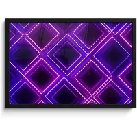 PosterMonkey Poster in lijst - Fotolijst 60x40 cm - Posters - Gaming - Ruiten - Neon - Paars - Posterlijst zwart - Decoratie - Wanddecoratie woonkamer - Muurdecoratie slaapkamer