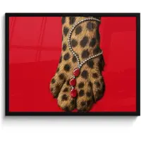 PosterMonkey Poster in lijst - Fotolijst 80x60 cm - Posters - Poot - Luipaard - Ketting - Edelstenen - Posterlijst zwart - Decoratie - Wanddecoratie woonkamer - Muurdecoratie slaapkamer