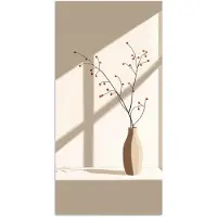 PosterMonkey Poster 75x150 cm - Vaas - Takken - Bessen - Minimalistisch - Posters - Kamer decoratie - Wanddecoratie woonkamer - Muurdecoratie slaapkamer