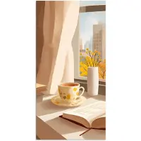 PosterMonkey Poster 40x80 cm - Thee - Boek - Thee - Herfst - Posters - Kamer decoratie - Wanddecoratie woonkamer - Muurdecoratie slaapkamer