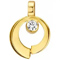 MORI Gold 14krt geelgouden hanger met 0,05crt diamant, subtiele hanger met een moderne uitstraling, model 40-HN-101-0.05crt