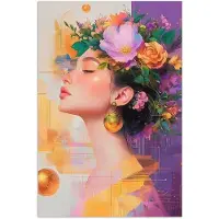 PosterMonkey Poster 20x30 cm - Abstract - Vrouw - Bloemenkroon - Goud - Posters - Kamer decoratie - Wanddecoratie woonkamer - Muurdecoratie slaapkamer