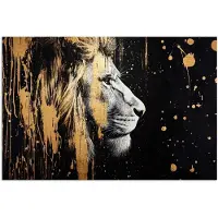 PosterMonkey Poster 120x80 cm - Portret - Leeuw - Abstract - Goud - Posters - Kamer decoratie - Wanddecoratie woonkamer - Muurdecoratie slaapkamer