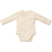 Little Dutch Romper overslag lange mouw - Beige - Newborn Naturals - Stripe-74