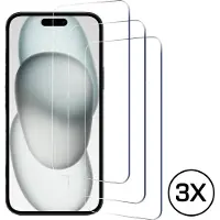 Podec Screenprotector geschikt voor iPhone 16 - Gehard Beschermglas - Transparant en Krasbestendig - Tempered Glass Screen Cover - 3 Stuks