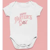 Logostar Vaderdag Cadeau - Romper Happy Farters Day Roze - Maat 92 - Kleur Wit - 100% Katoen